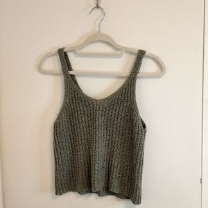 Sage Knit Crop Tank Top